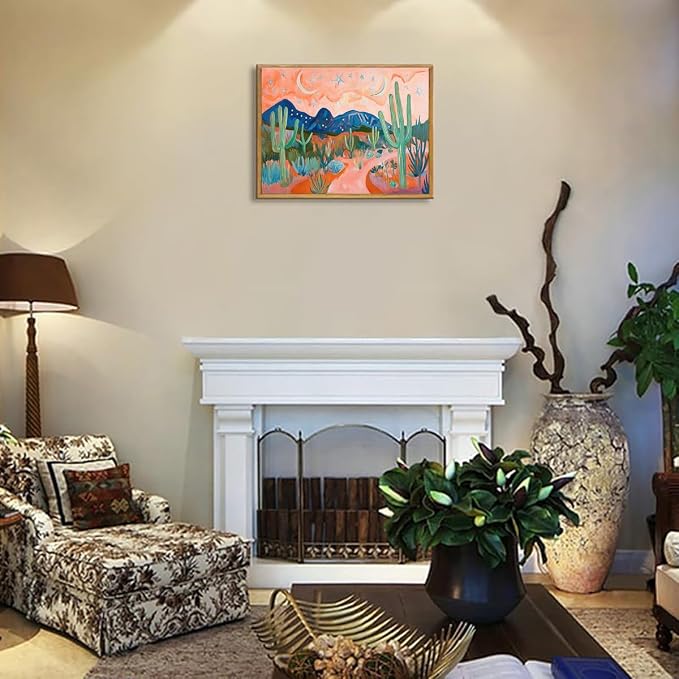 AtterrirArt Framed Boho Wall Art, Vintage Desert Picture Painting Print - Image 6