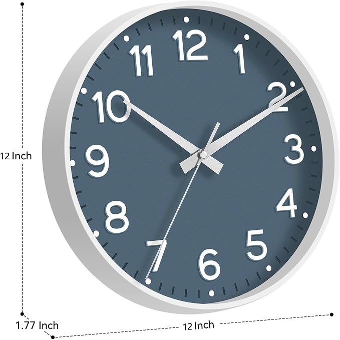 Roymnie Wall Clock 12 Inch Silent Wall Clocks Battery Operated- Modern Non - Image 3