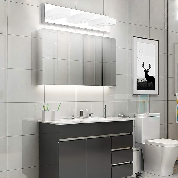 Ralbay Modern LED Chrome Vanity Light Acrylic Stainless Steel - Image 4