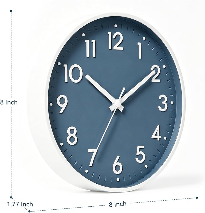 Mosewa Wall Clock 8 Inch, Battery Operated Silent Non-Ticking Modern Analog - Image 3