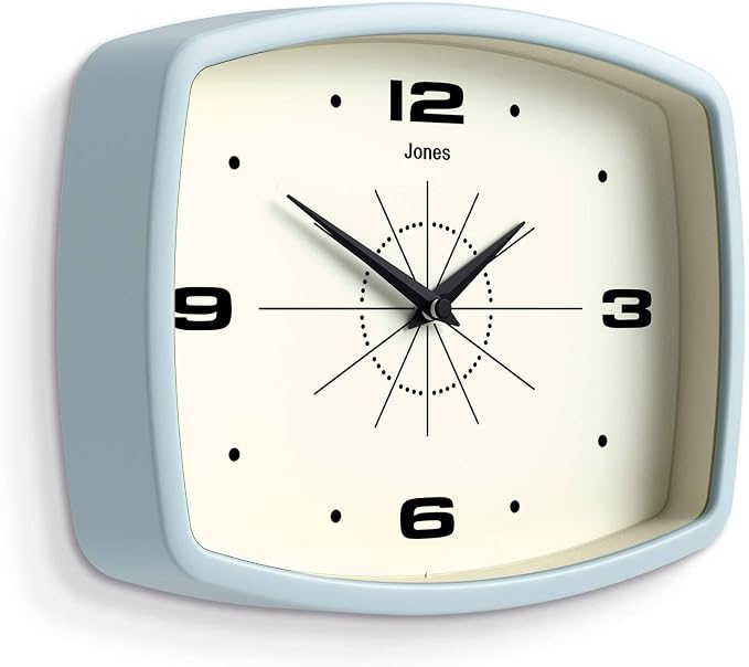 JONES CLOCKS® Movie wall Clock | Retro Rectangular Clock | 10 inch | Pale Blue - Image 2