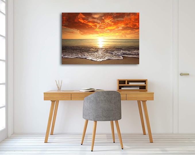 Baisuart-S0169 Canvas Prints Wall Art Sunset Ocean Beach Pictures Photo - Image 7
