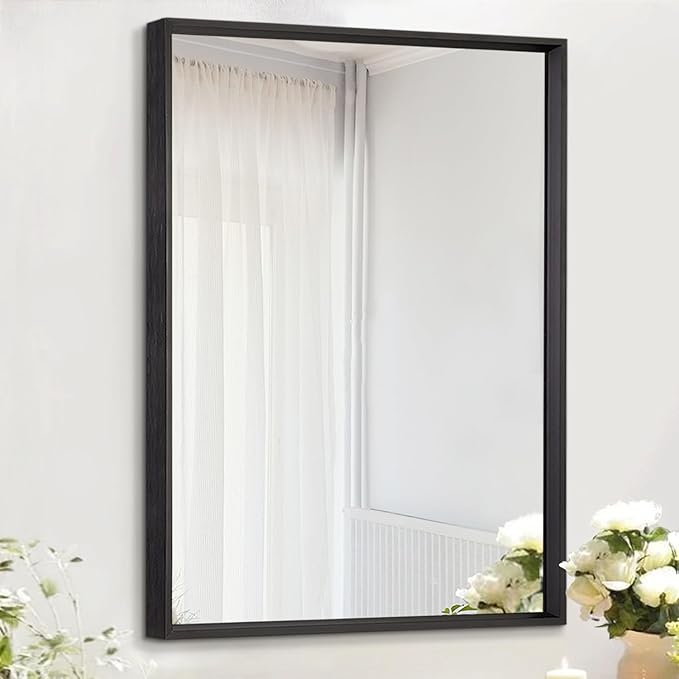 AAZZKANG Large Mirrors for Wall Black 28"x20" Rectangle Metal Framed Mirror by AAZZKANG