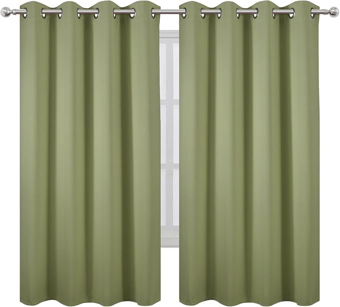 LEMOMO Sage Green Blackout Curtains 66 x 63 Inch Length/Set of 2 Curtain - Image 2