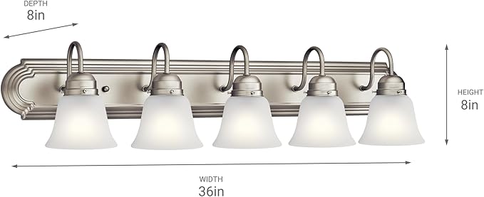Kichler 36" 5-Light Vanity Bath Light in Brushed Nickel, Modern Bathroom Light - Image 2