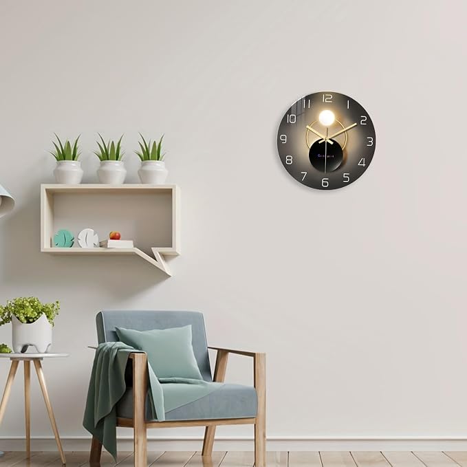 14 Inch Black and Gold Wall Clock - Image 2