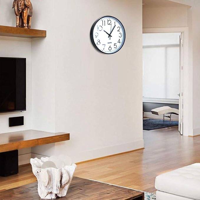 Tosnail 12 Inch Large Non Ticking Wall Clock, Round Silent Battery Operated - Image 4