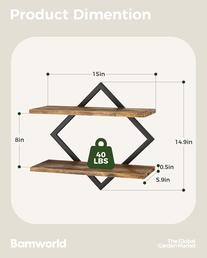 Bamworld Floating Shelves for Wall Planters for Indoor Plants Hanging Shelves - Image 2