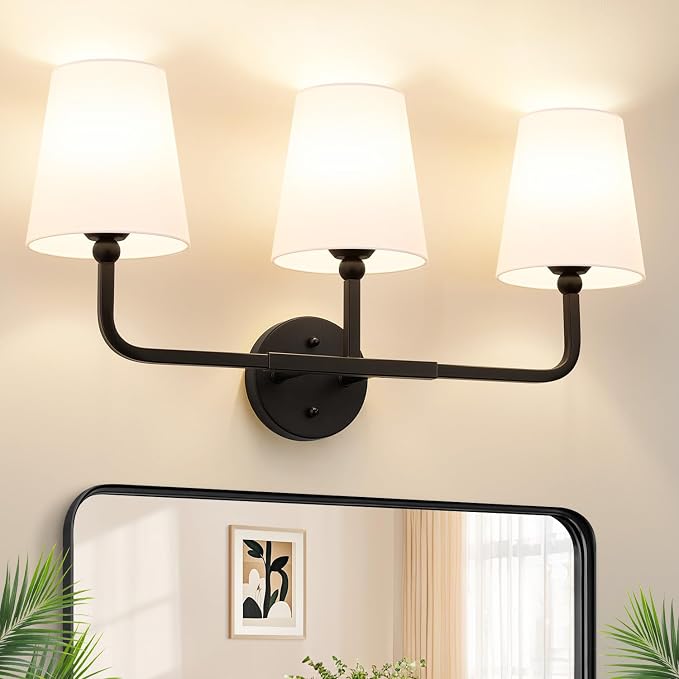MOKATNG Bathroom Light Fixtures, 3-Light Matte Black Vanity Lights, Bathroom by Bathroomlightfixtures