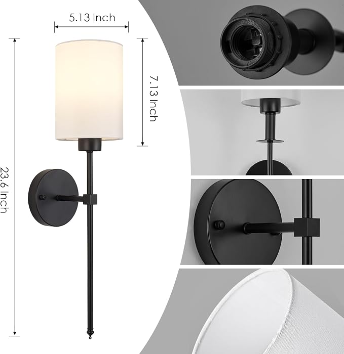 Battery Operated Wall Sconces Set of Two, Wireless Rechargeable Wall Light - Image 6