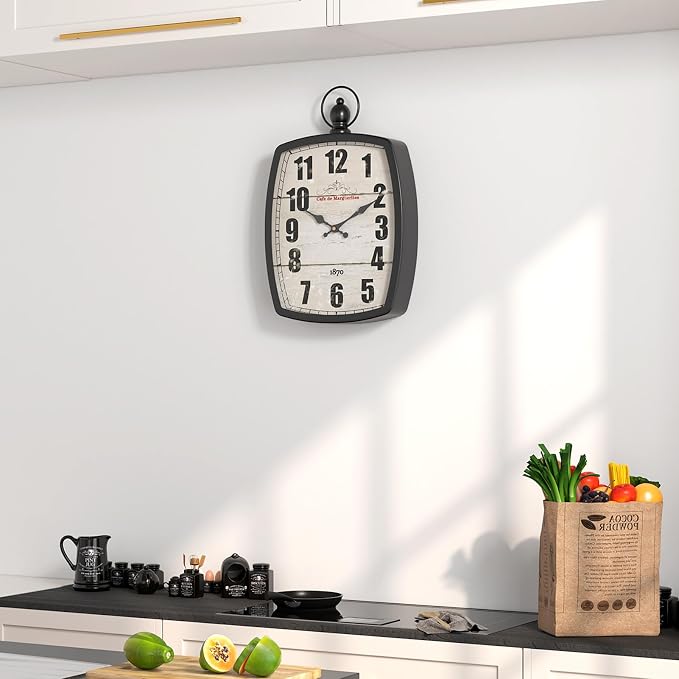 Menterry Large Retro Rectangle Wall Clock, Battery Operated Silent Decor Wall - Image 6