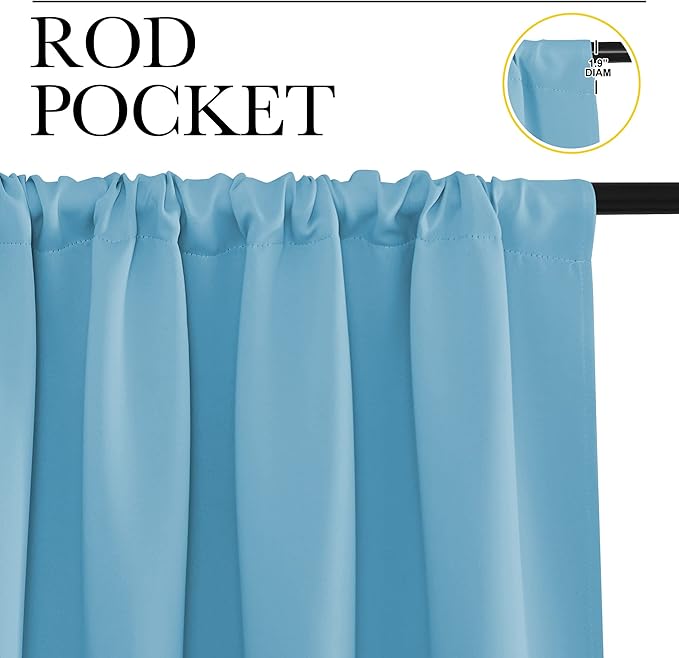 NICETOWN Window Curtains for Bedroom, Teal Blue, 2 Panels, W42 x L48 -Inch - Image 2