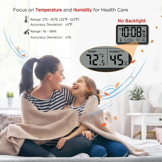 WallarGe Auto Set Digital Wall Clock Battery Operated, Desk Clocks - Image 3