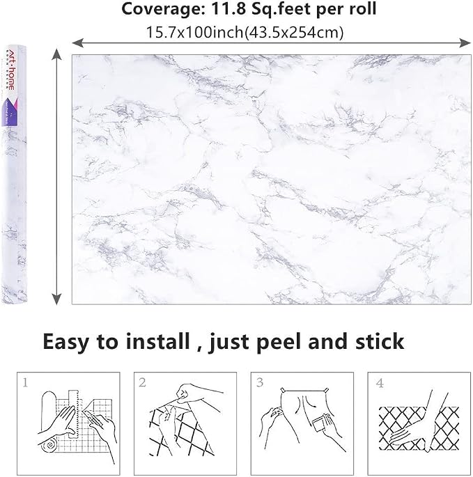 Arthome White Marble Contact Paper - Image 7