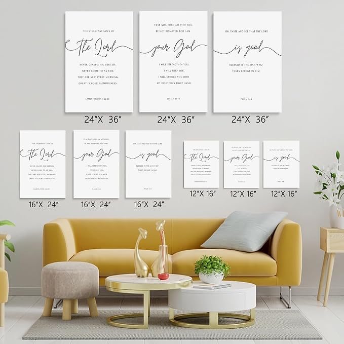 GUBIYU Christian Canvas Wall Art Set of 3, The Lord Your God is Good Wall Art - Image 4