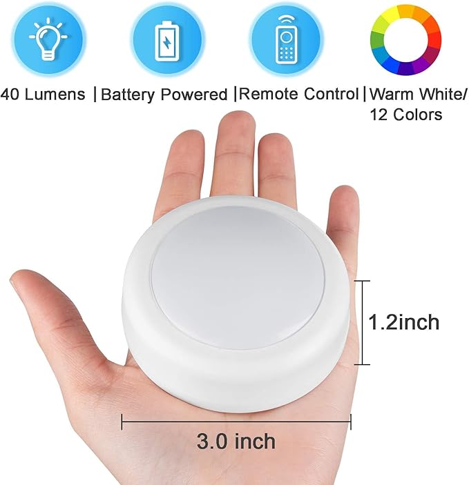 BLS LED Puck Lights with Remote Control, Wireless Under Cabinet & Closet - Image 3
