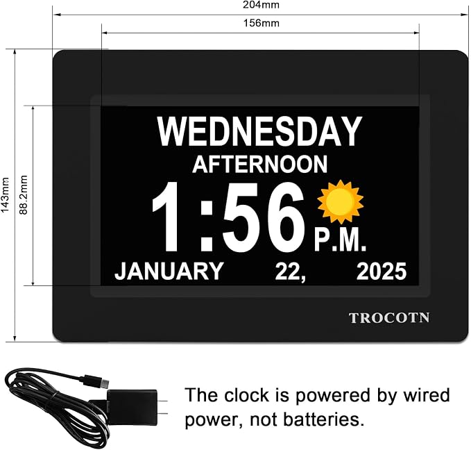 TROCOTN Dementia Clocks, Large Display Calendar Alarm Clock - Image 2