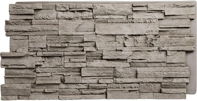 EverStone Cascade Faux Stone Panel, 48 5/8"W x 24 3/4"H x 1 1/4"D, Desert Sand by EkenaMillwork
