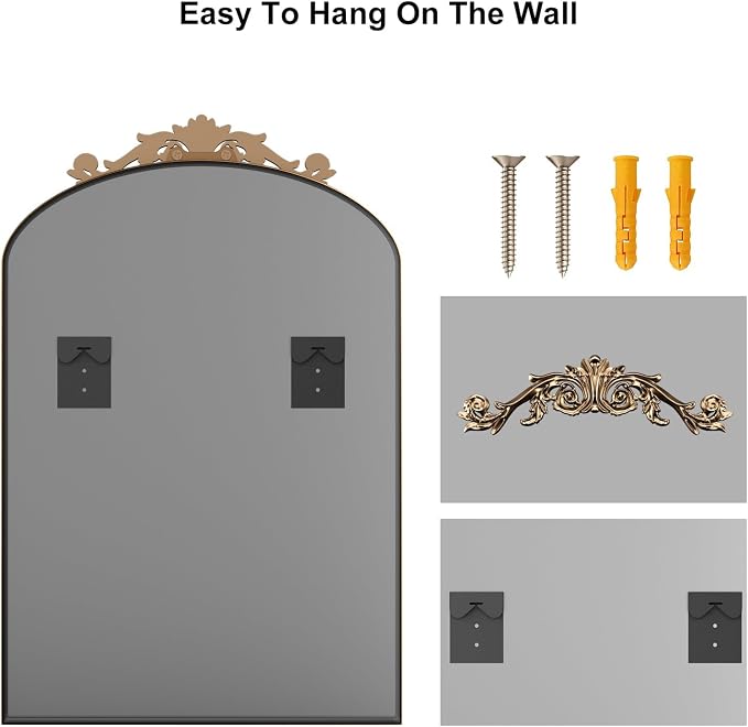 Dewfig Antique Arched Wall Mirror - Image 9