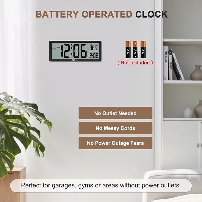 Soobest 8.5" Atomic Digital Wall Clock, Never Needs Setting, Auto Time Sync - Image 5
