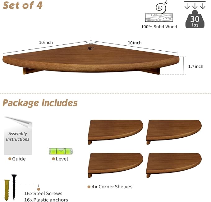 Forbena Walnut Brown Floating Corner Shelves - Image 2