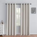 IGEMAEVE Greyish White Curtains 84 Inch Length 2 Panels Set, Light Filtering by IGEMAEVE