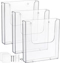 3 Pack Acrylic Brochure Holder, 8.5 x 11 Inch Brochure Holder Wall Mount by Suwimut
