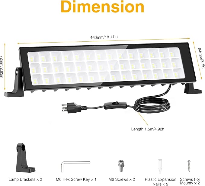 Onforu 1Pack LED Shop Lights, 100W 14000lm Plug in Ultra Bright LED Work Lights - Image 7