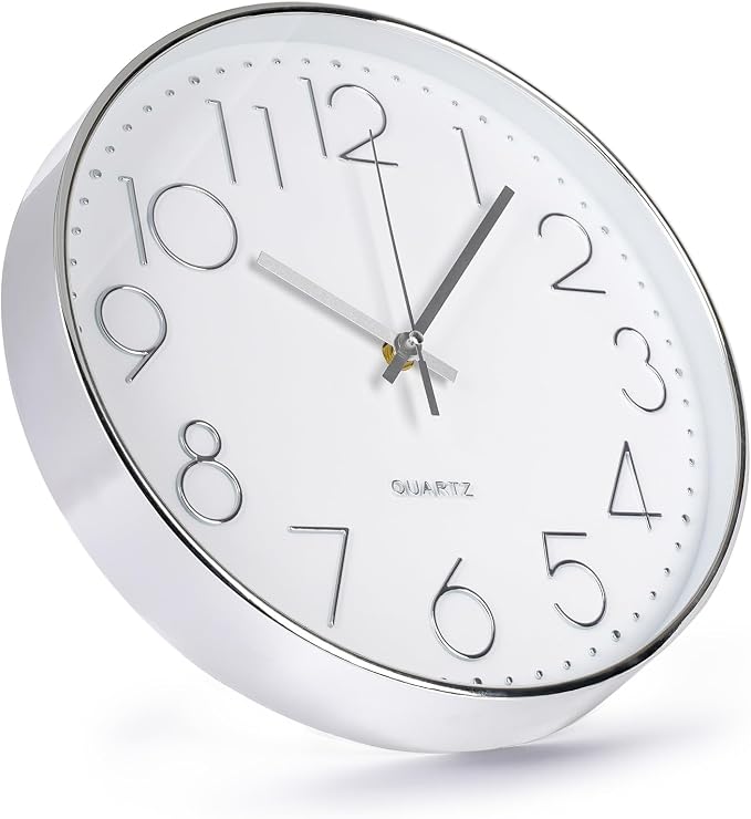 Wall Clock 12 Inch Non-Ticking Silent Modern Simple Style Round Decor Clock - Image 2