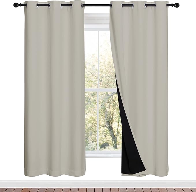 NICETOWN 100% Blackout Window Curtain Panels, Full Light Blocking Drapes by NICETOWN