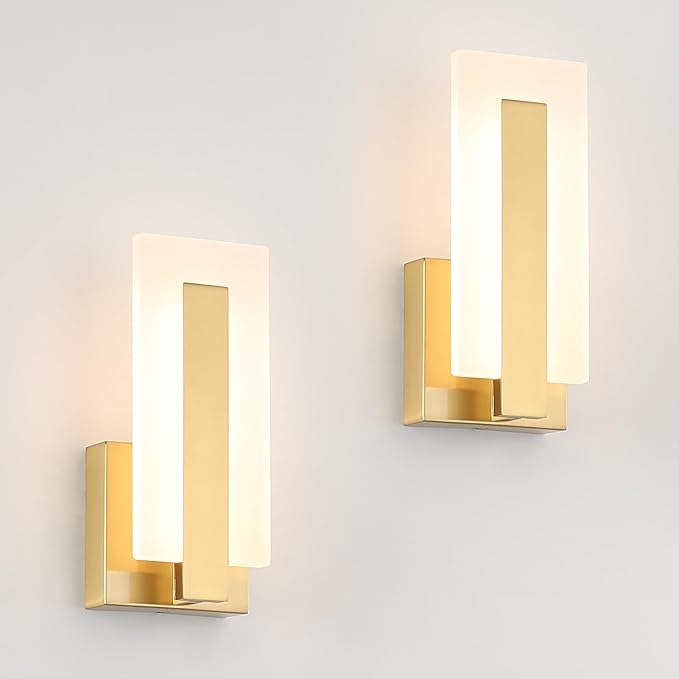 Joosenhouse Modern LED Wall Sconce Set of 2, Brass Warm White Light Wall Sconce by Joosenhouse