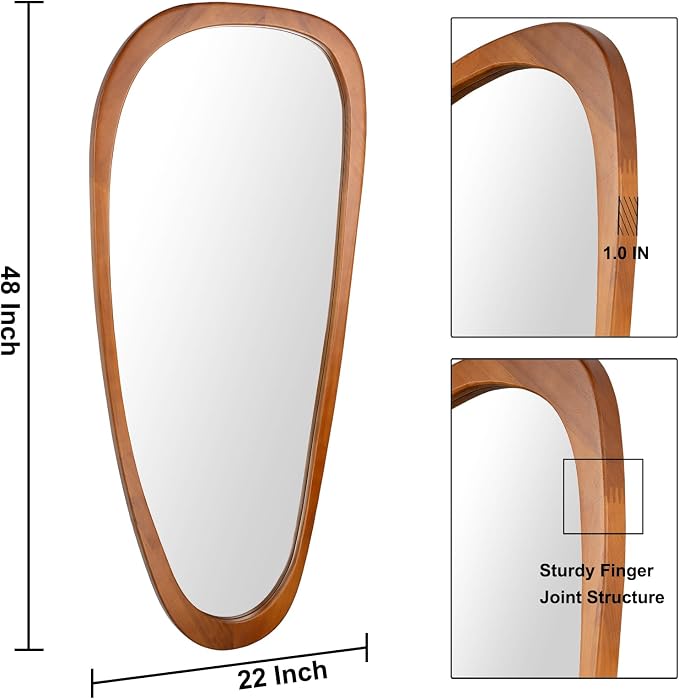 BOMINICA Full Length Irregular Wall Mirror, Decorative Floor Mirror - Image 2