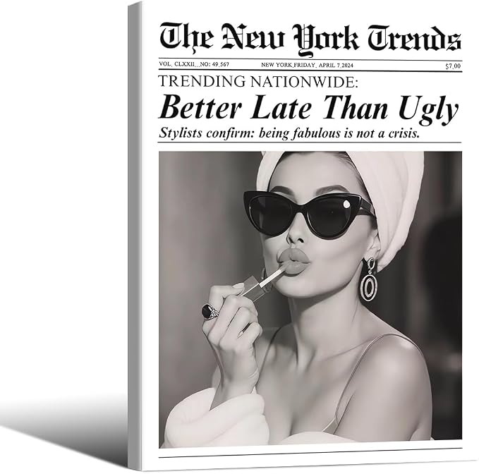 FuSatisYilife Trendy Newspaper Framed Posters Better Late Than Ugly Wall Art by FuSatisYilife