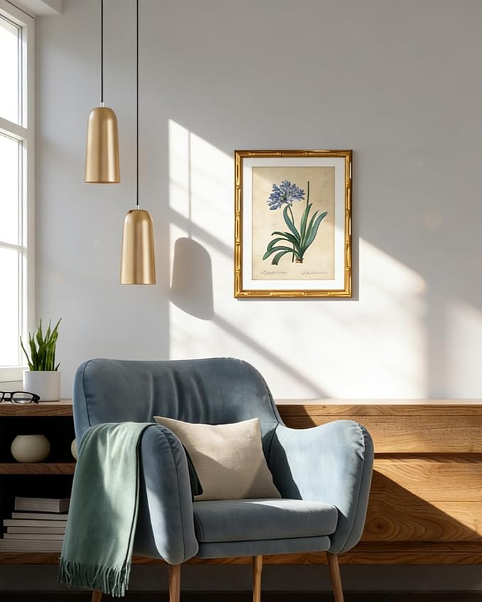 InSimSea Gold Bamboo Framed Canvas Wall Art, Retro African Lily Botanical Prints - Image 6