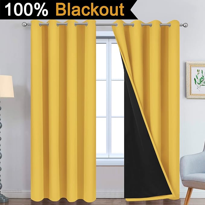 Yakamok Total Blackout Curtains, 2 Thick Layers Completely Blackout Thermal - Image 2