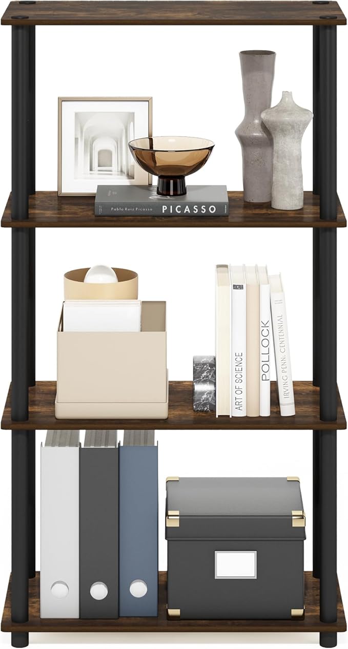 Furinno Turn-N-Tube Storage Shelves, 4-Tier Toolless Book Shelf, Corner Shelf - Image 6