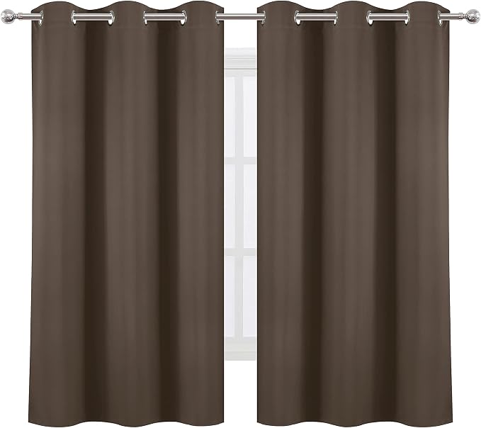 LEMOMO Chocolate Brown Thermal Blackout Curtains/38 x 63 Inch/Set of 2 Panels - Image 2