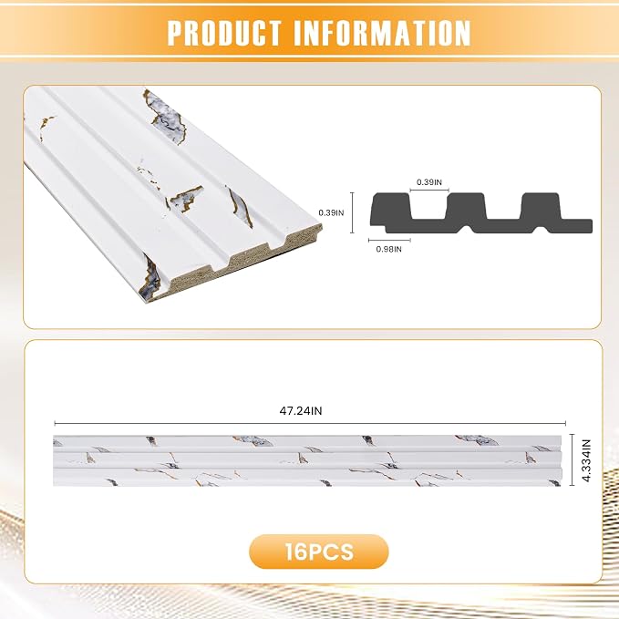 16 Pack Faux Marble Slat Wall Panels - Image 2