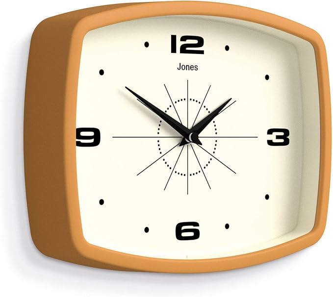 JONES CLOCKS® Movie wall Clock | Retro Rectangular Clock | 10 inch | Mustard - Image 2