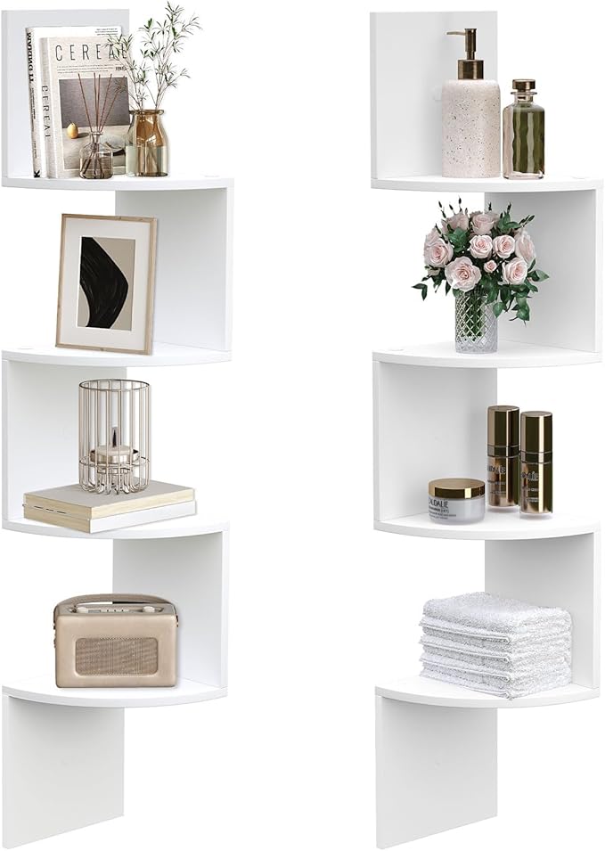 HOOBRO Corner Shelf Wall-Mounted, 4-Tier Corner Bookshelves by HOOBRO
