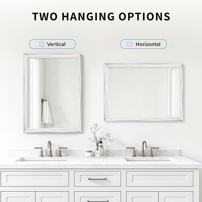 White Wood Effect Framed Wall Mirror, 20x30 Rectangle Mirror, Anti-desilvering - Image 7