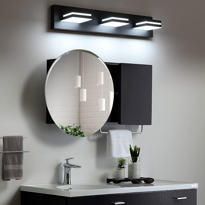 SineRise LED Modern Bathroom Vanity Light Fixtures, Dimmable Matte Black Modern - Image 6