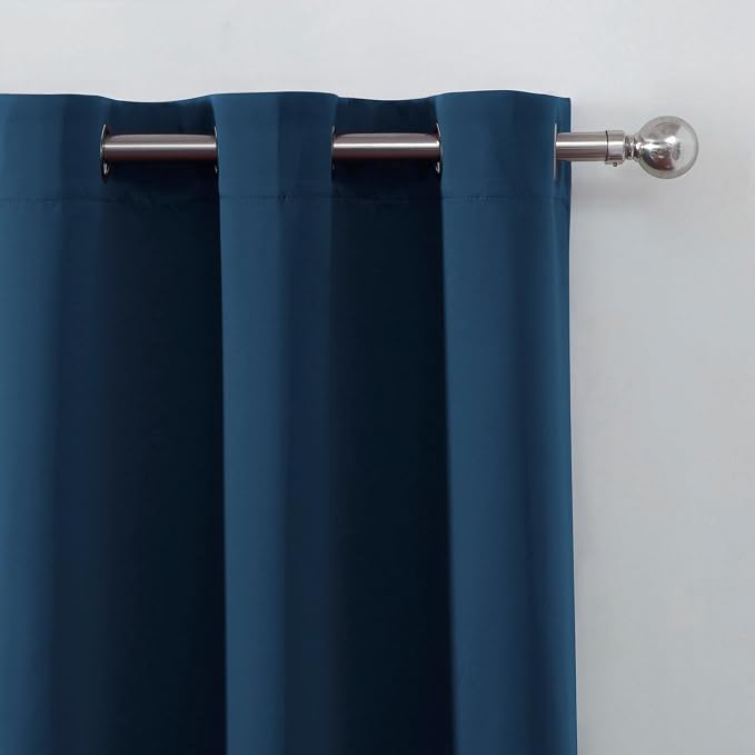 LEMOMO Blackout Curtains 52 x 90 Inch Long Navy Blue Curtains Set of 2 Panels - Image 6