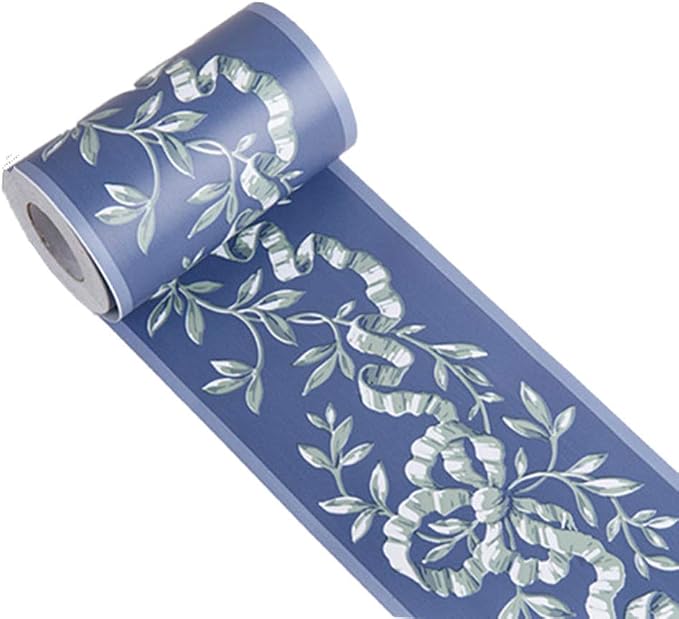 UPREDO Royal Blue Floral Wall Border Peel and Stick Ceiling Border Wallpaper by UPREDO