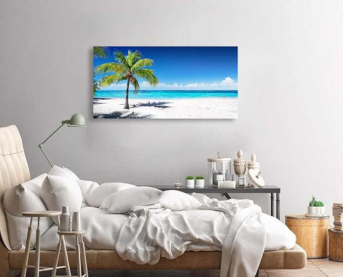 Baisuart-Large Canvas Wall Art Summer Ocean Waves Coconut Trees on Sands Beach - Image 5