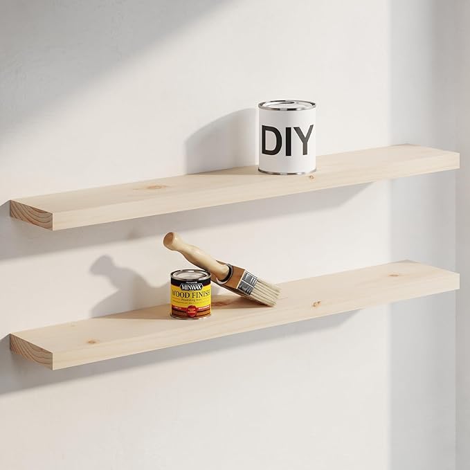 Homeforia 42 inch Wood Floating Shelf, High End Solid Natural Wood 42inch Large by Homeforia