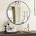VooBang Black Round Bathroom Mirror, 20 inch Circle Wall Mounted Hanging Mirror by VooBang