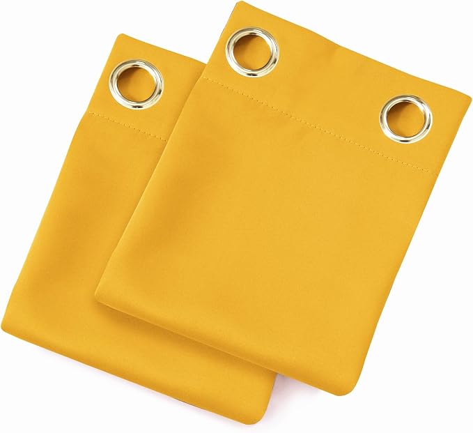 LEMOMO Blackout Curtains 52 x 90 Inch Long Yellow Curtains Set of 2 Panels Room - Image 9