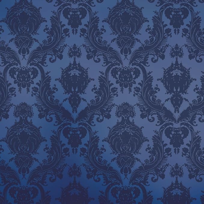 Tempaper Textured Metallic Blue Damsel Removable Peel and Stick Damask Wallpaper by TempaperCo