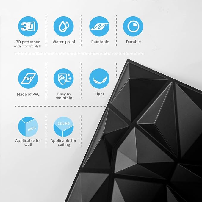 Art3d Decorative 3D Wall Panels in Diamond Design - Image 8